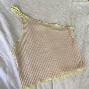 Urban crop top in tan/neon
